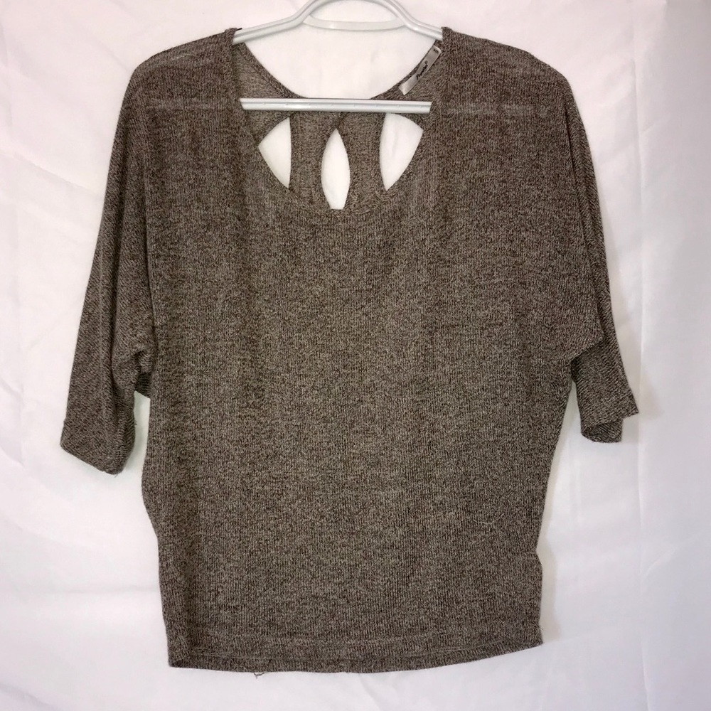 Knit grey top with cutout back